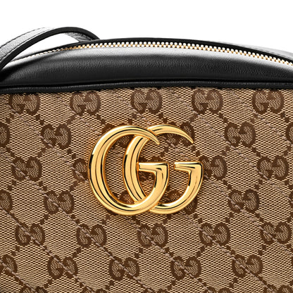 Gucci Monogram Matelasse Diagonal Small GG Marmont Chain Shoulder Bag Beige Black 8 of 11