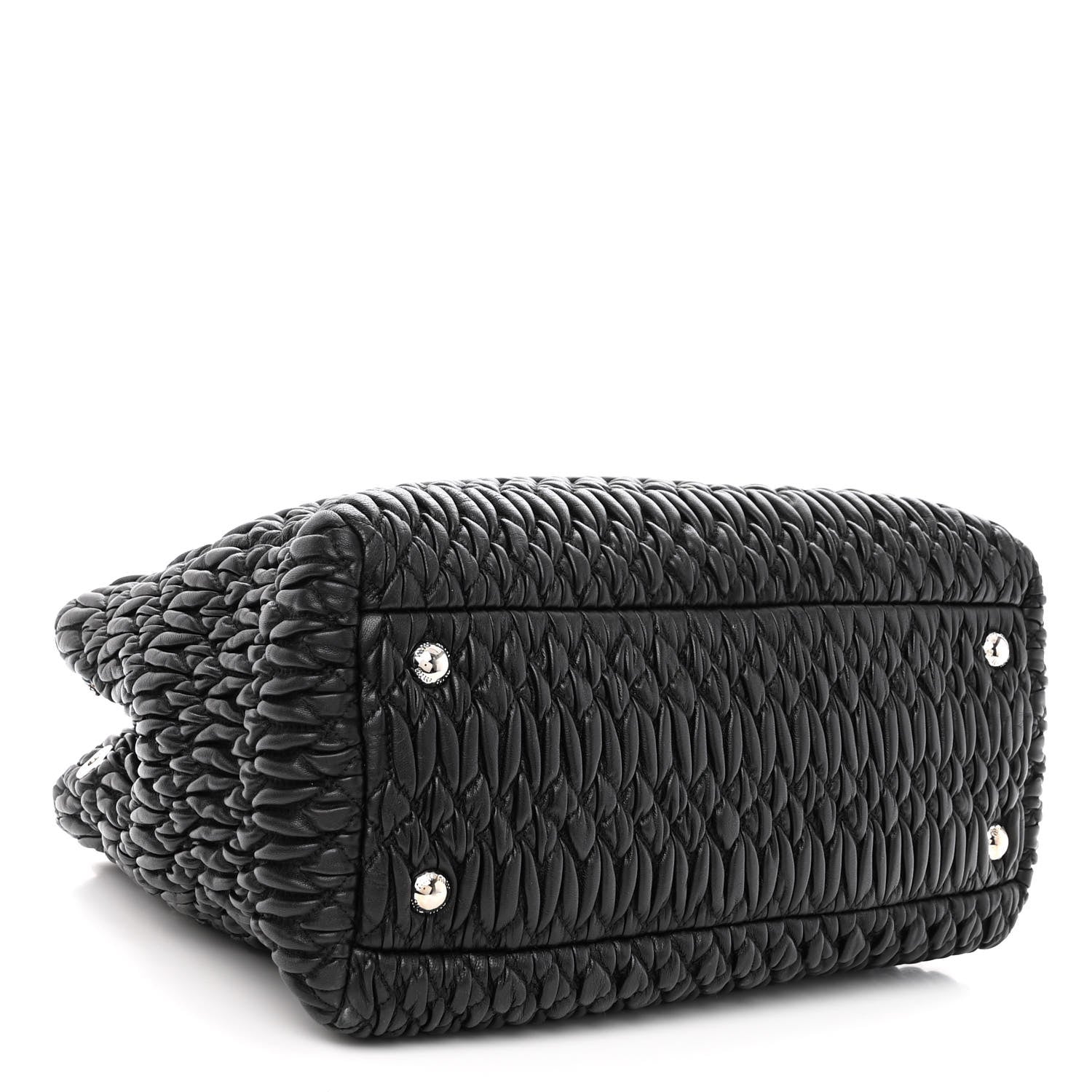 Miu Miu Nappa Matelasse Swarovski Crystal Tote Black 4 of 9