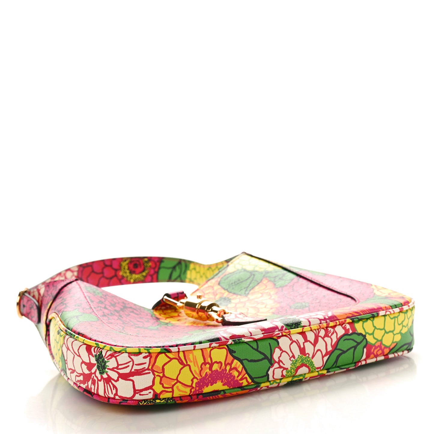 X KEN SCOTT Textured Calfskin Pomponica Print Small Jackie 1961 Hobo Multicolor Fuxia Pompon