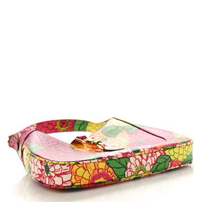 Gucci X KEN SCOTT Textured Calfskin Pomponica Print Small Jackie 1961 Hobo Multicolor Fuxia Pompon 4 of 10