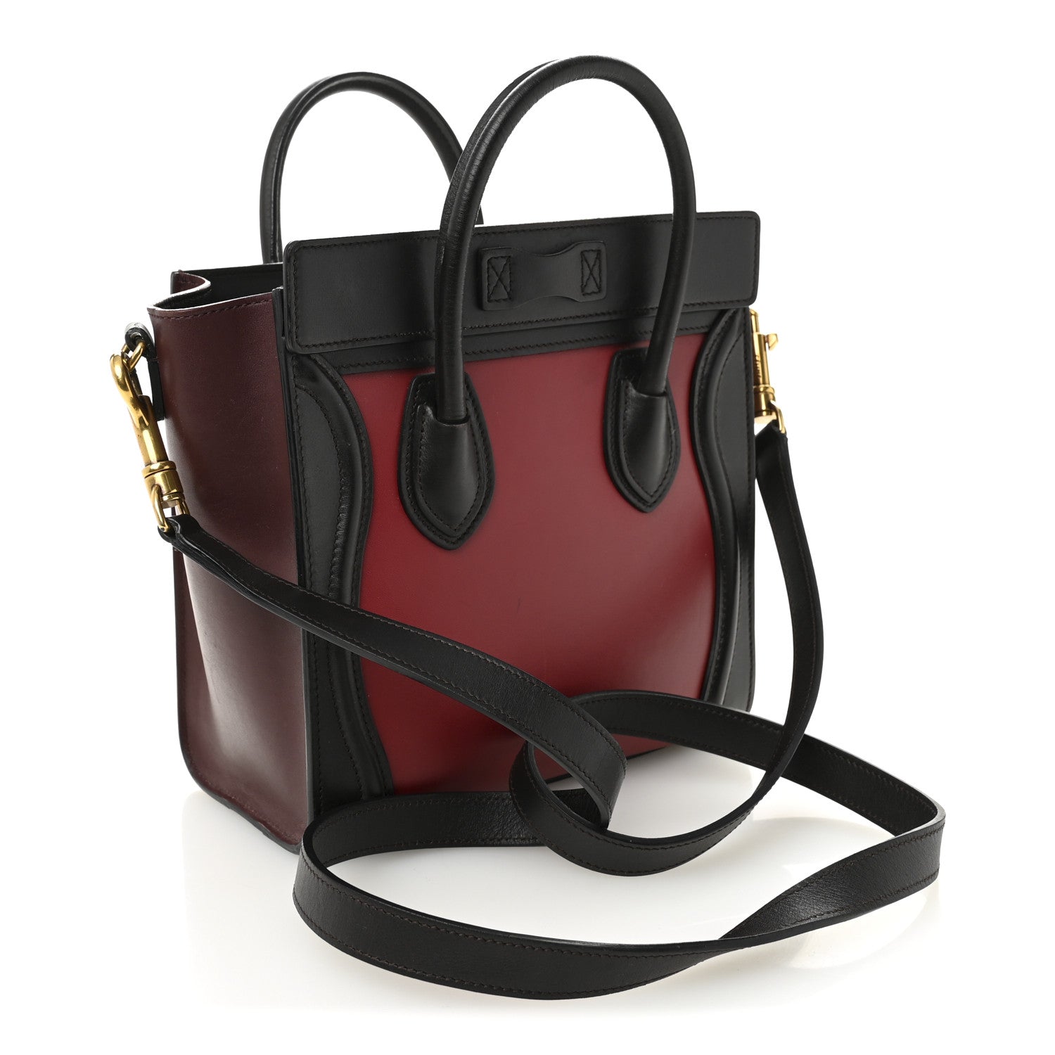 Celine Calfskin Bullhide Nano Tri-Color Luggage Bright Red 3 of 13