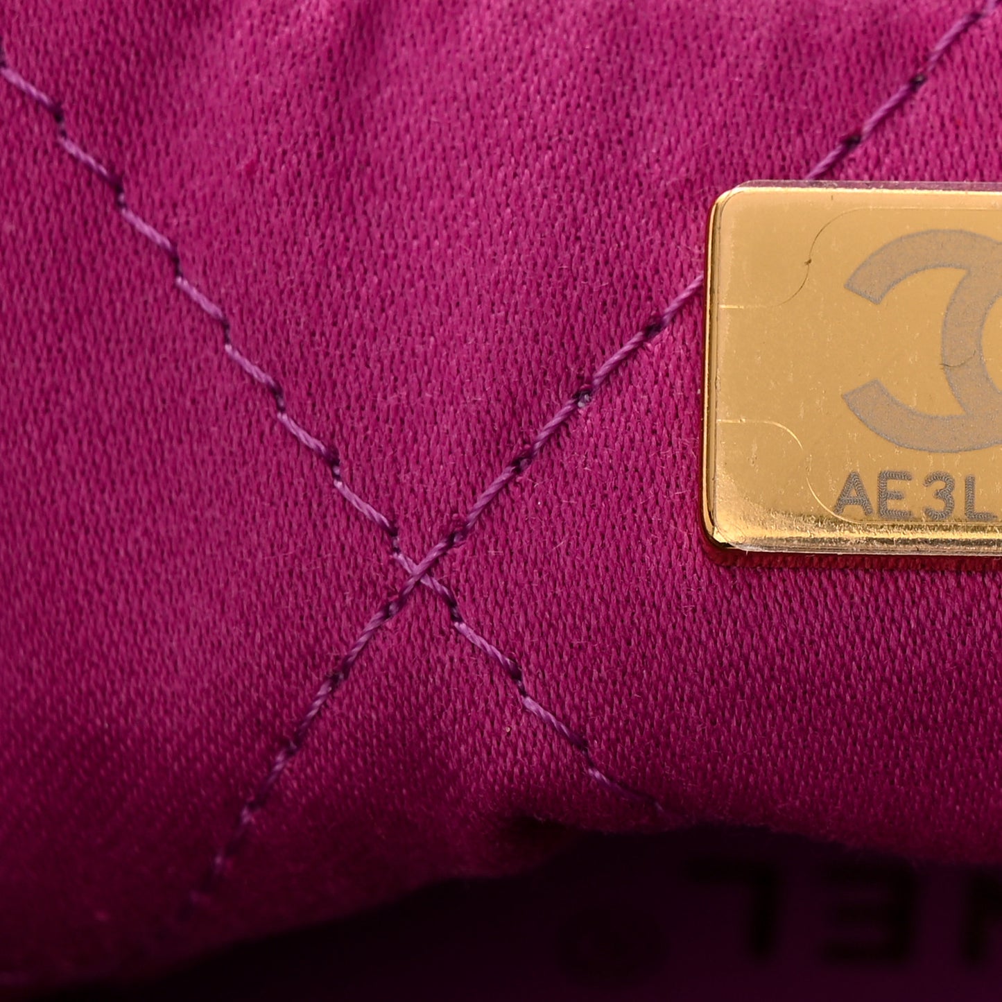 Shiny Calfskin Quilted Mini Chanel 22 Purple