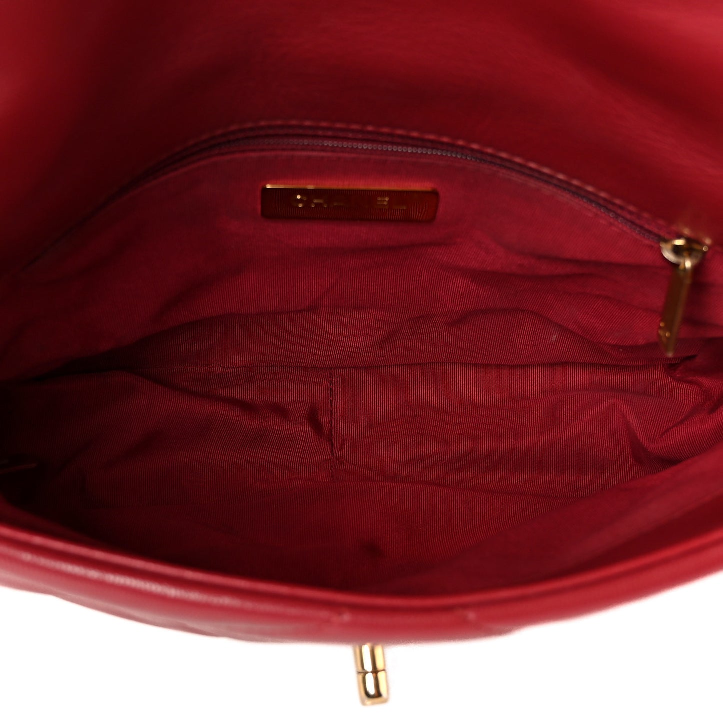 Goatskin Quilted Medium Chanel 19 Flap Red