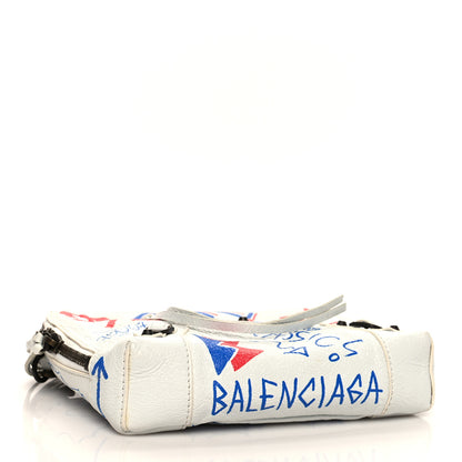 Balenciaga Agneau Graffiti All Over Classic Hardware Reporter XS White Bleu Rouge 3 of 9