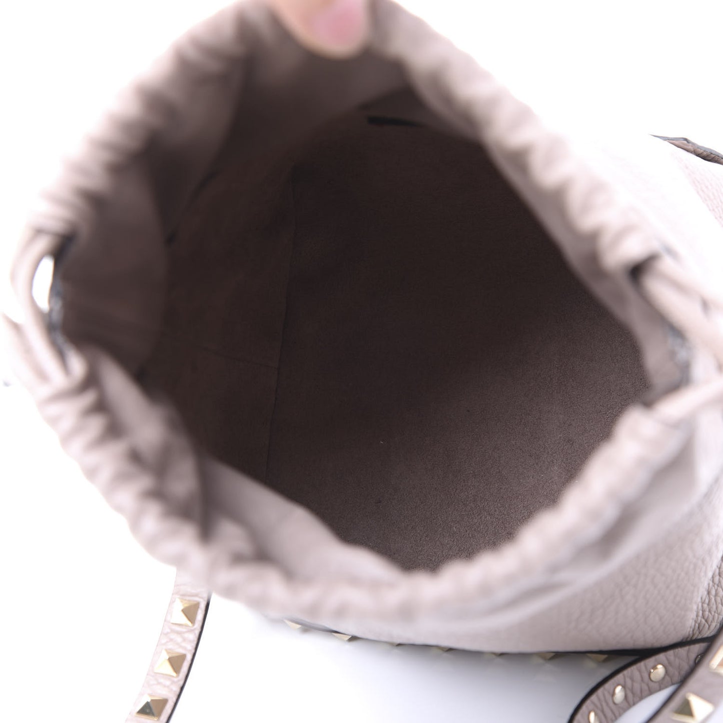 Grained Calfskin Rockstud Mini Bucket Bag Poudre