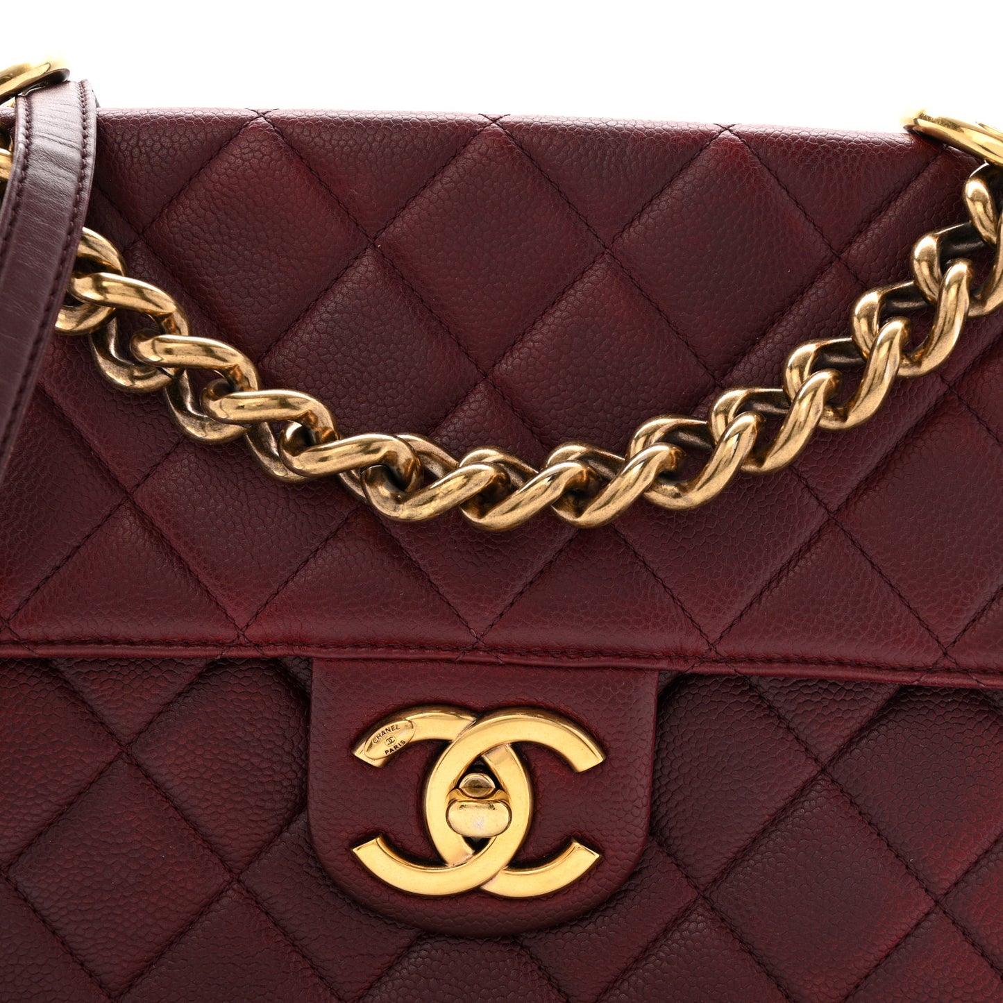 Caviar Quilted Large Retro Class Flap Burgundy