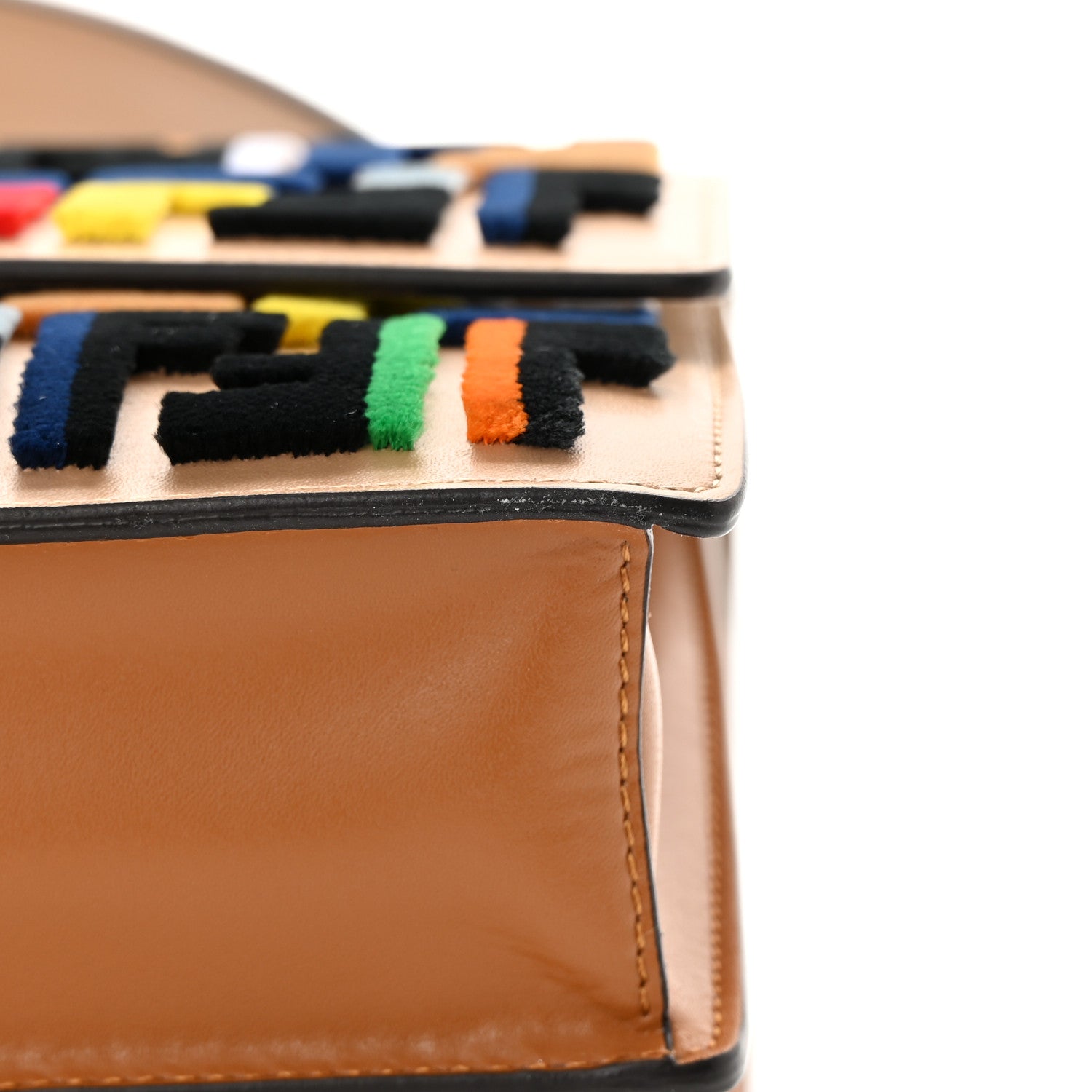 Fendi Vitello Liberty Velvet FF Multicolor Kan I Shoulder Bag Multicolor Cuoio 11 of 14