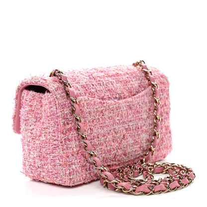 Chanel Tweed Quilted Mini Rectangular Flap Pink 3 of 10