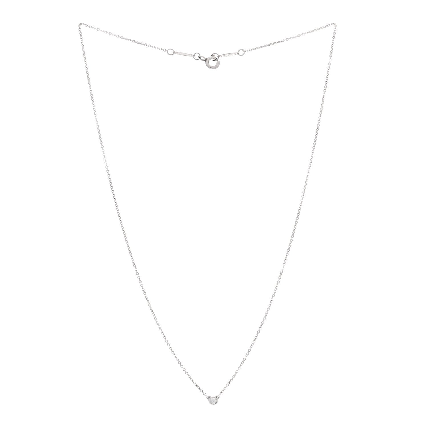 Tiffany Sterling Silver Diamond .03ct Elsa Peretti Diamonds by the Yard Pendant Necklace 3 of 5