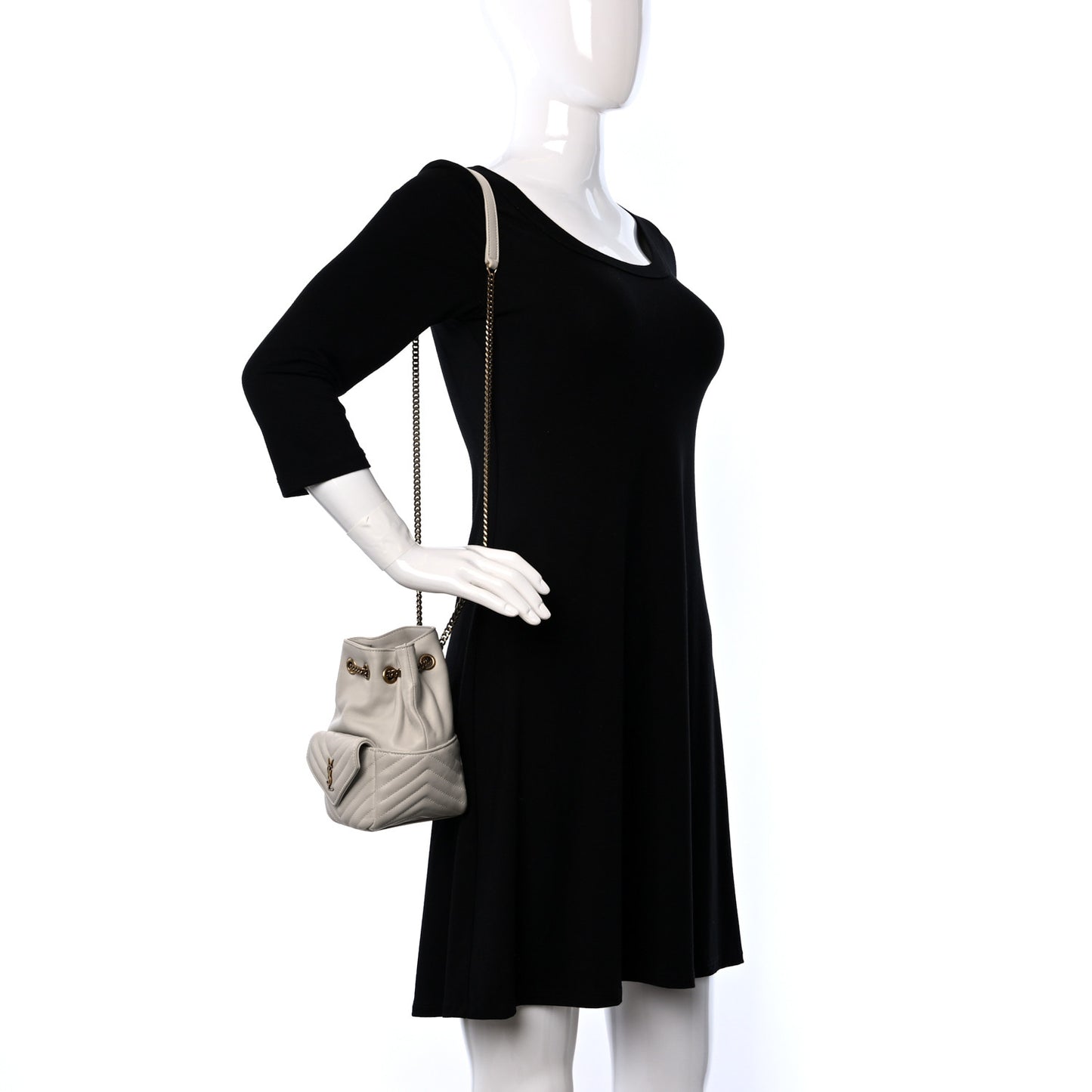 Lambskin Matelasse Monogram Joe Nano Bucket Bag Blanc Vintage