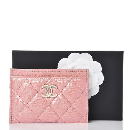 Chanel Iridescent Caviar Quilted Card Holder Pink 9 of 9