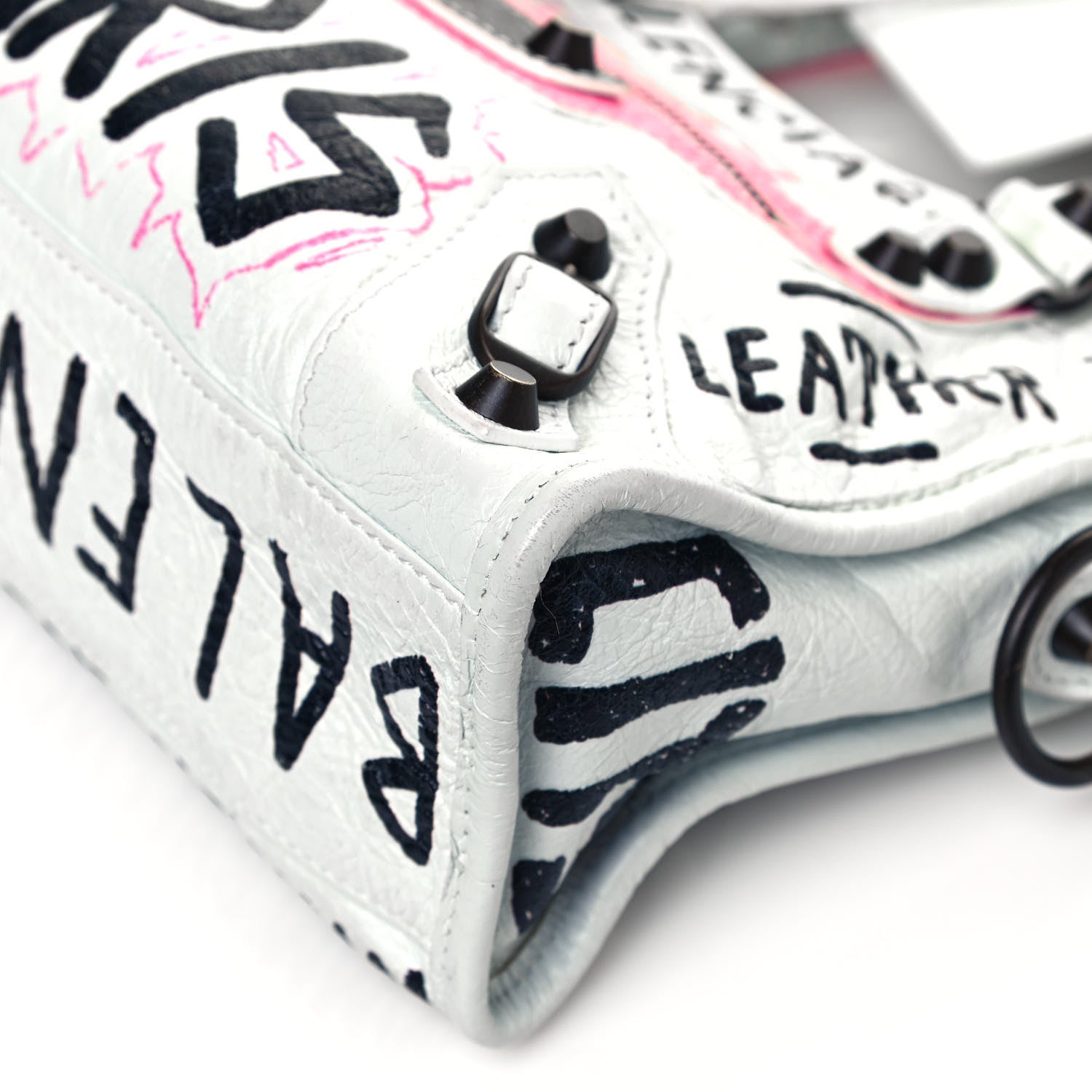 Balenciaga Agneau Graffiti All Over Classic Hardware Mini City White Multicolor 9 of 14