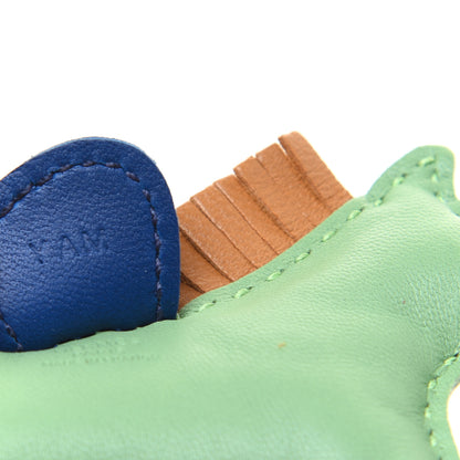 Hermes Milo Lambskin Grigri Rodeo Horse Bag Charm PM Vert Criquet Sesame Bleu de Malte 4 of 5