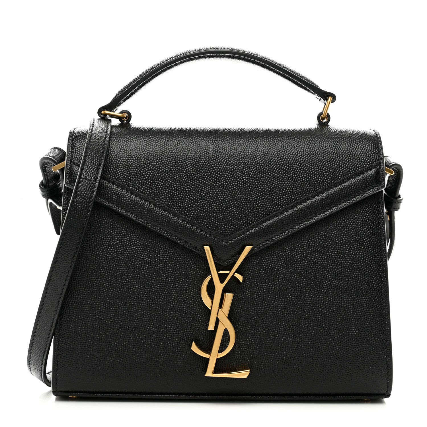 Saint Laurent Grain de Poudre Mini Classic Monogram Cassandra Top Handle Black 1 of 9