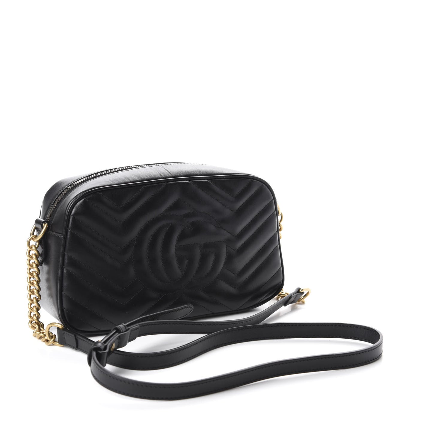 Calfskin Matelasse Small GG Marmont Chain Shoulder Bag Black