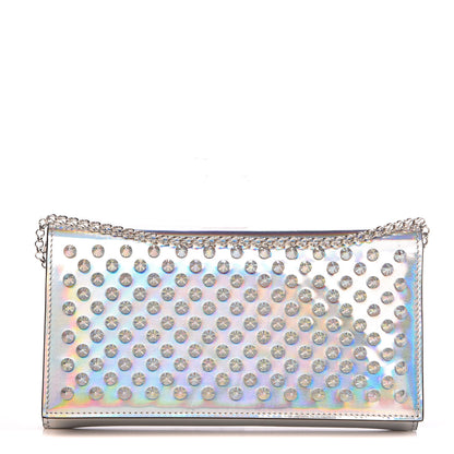 Christian Louboutin Metallic Patent Calfskin Spikes Boudoir Chain Wallet Silver 1 of 10