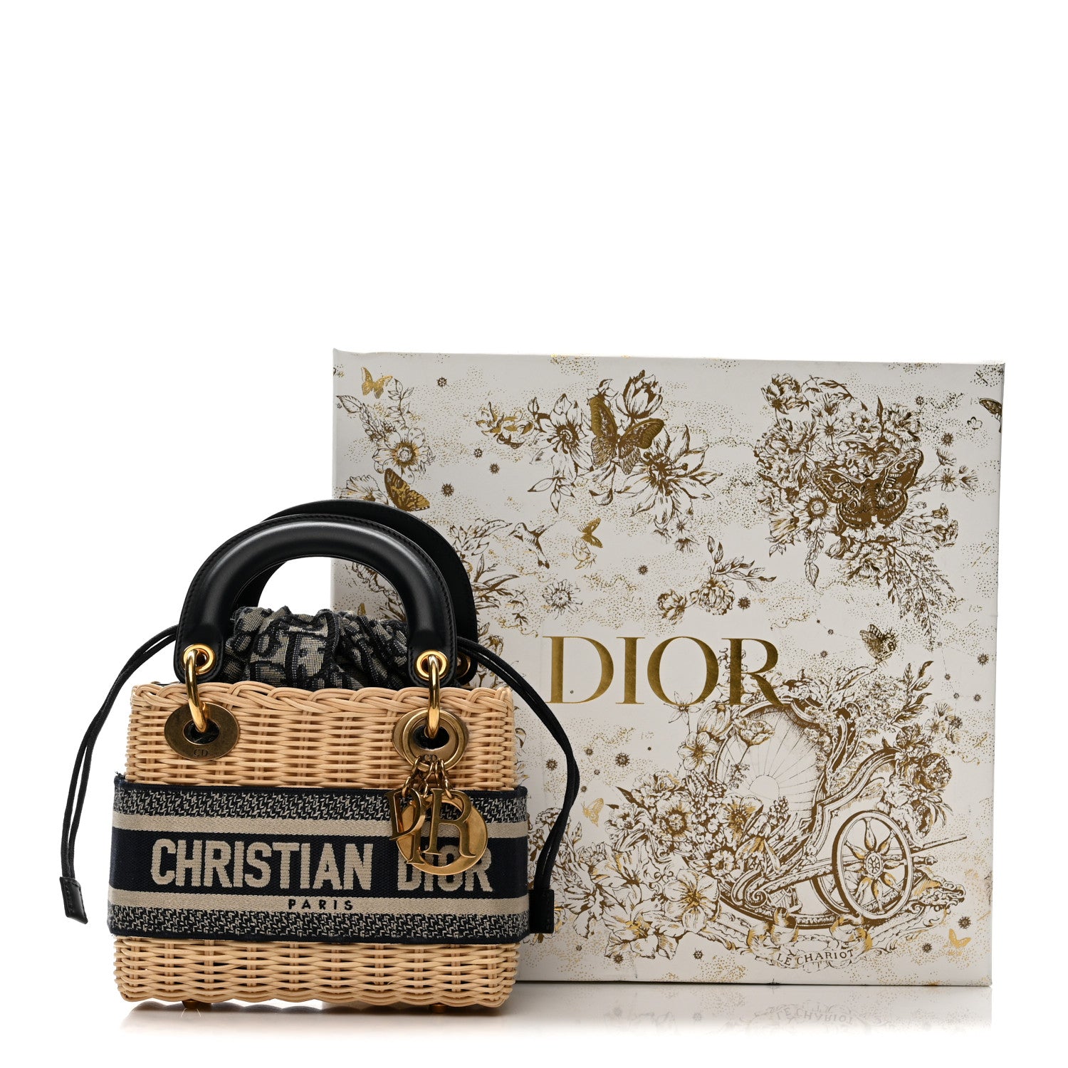 バッグ christianDior Christian Dior Wicker Oblique Mini Lady Dior Bag Blue 1880334