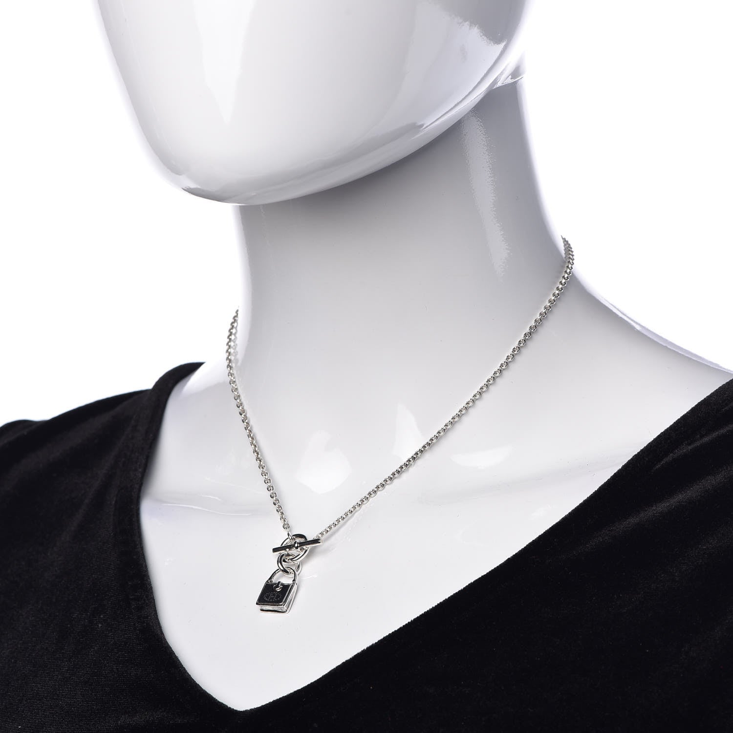 Hermes Sterling Silver Evelyne Charm Pendant Necklace 2 of 5