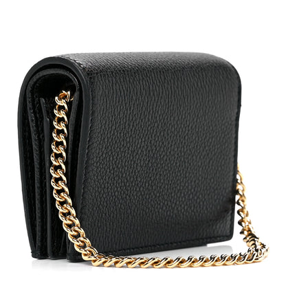 Gucci Grainy Calfskin Zumi Chain Card Case Wallet Black 2 of 12