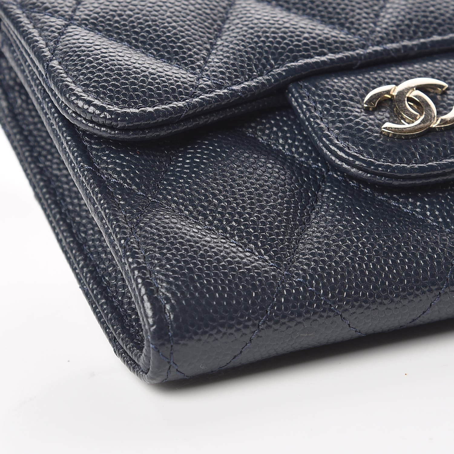 Chanel Caviar Quilted Flap Card Holder Wallet Navy 9 of 11