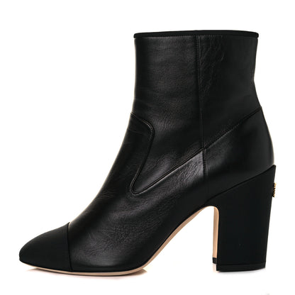 Chanel Lambskin Grosgrain CC Cap Toe Short Boots 38.5 Black 1 of 12