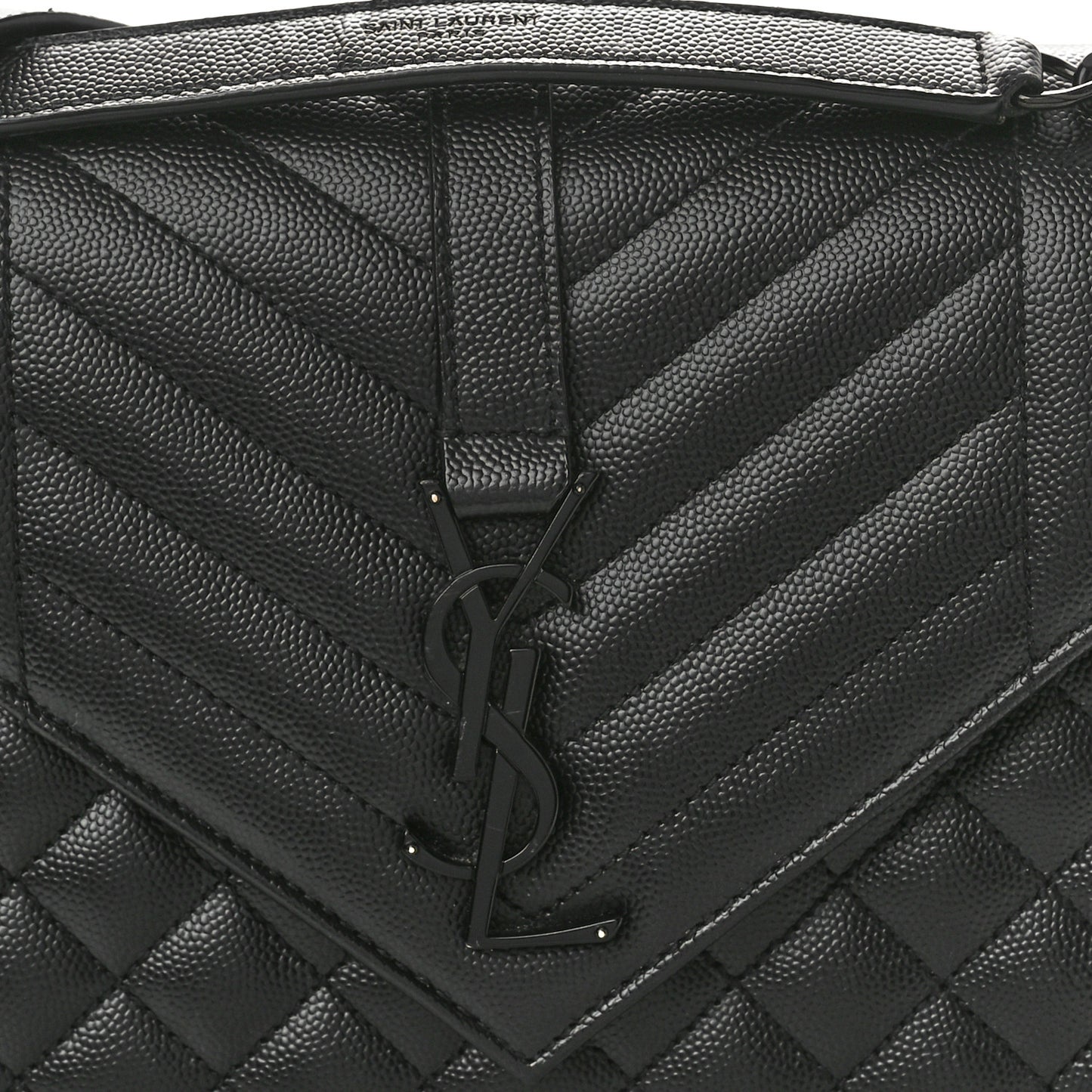 Grain De Poudre Textured Mixed Matelasse Triquilt Medium Monogram Monochrome Satchel Black