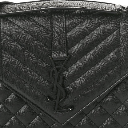 Saint Laurent Grain De Poudre Textured Mixed Matelasse Triquilt Medium Monogram Monochrome Satchel Black 8 of 10