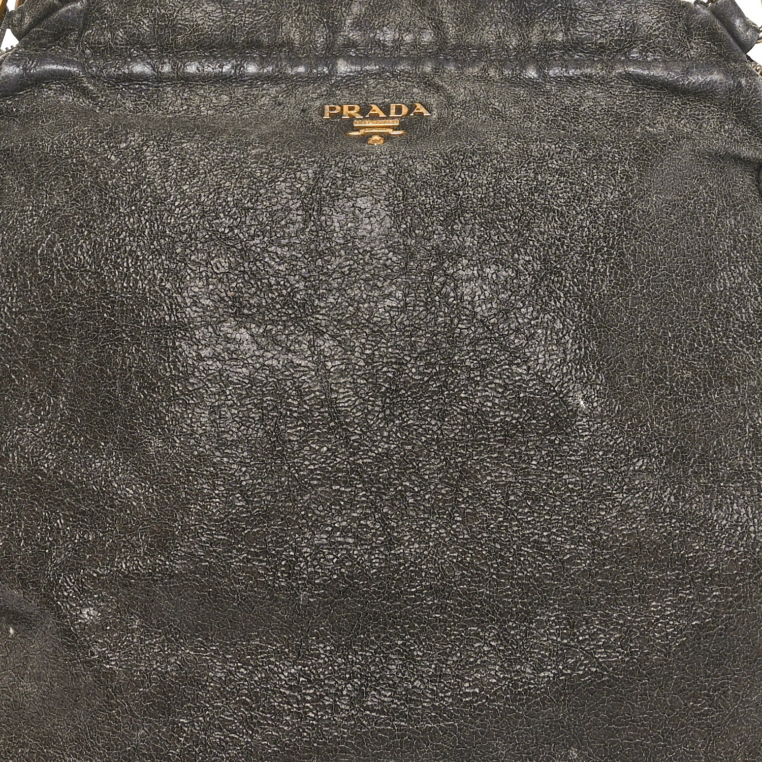Prada Cervo Lux Shoulder Bag Dark Grey 7 of 9
