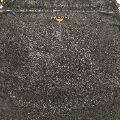 Prada Cervo Lux Shoulder Bag Dark Grey 7 of 9