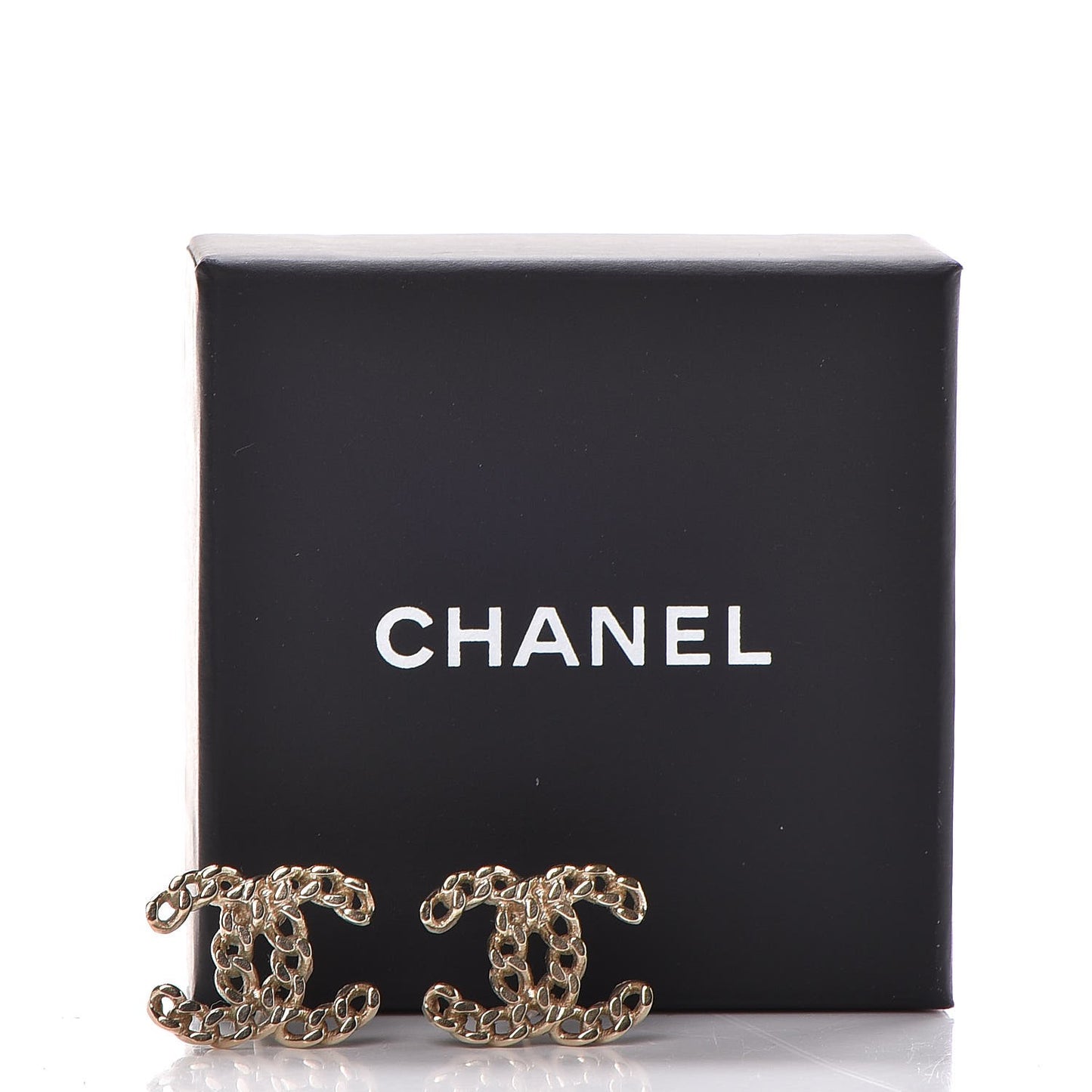 CC Chain Link Earrings Light Gold