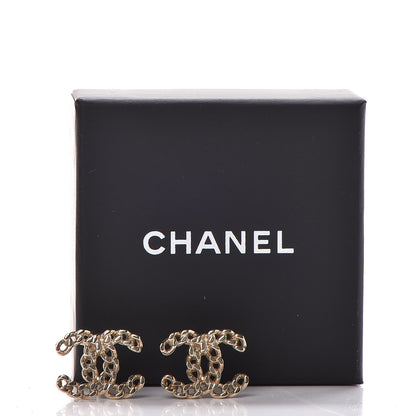 Chanel CC Chain Link Earrings Light Gold 5 of 5