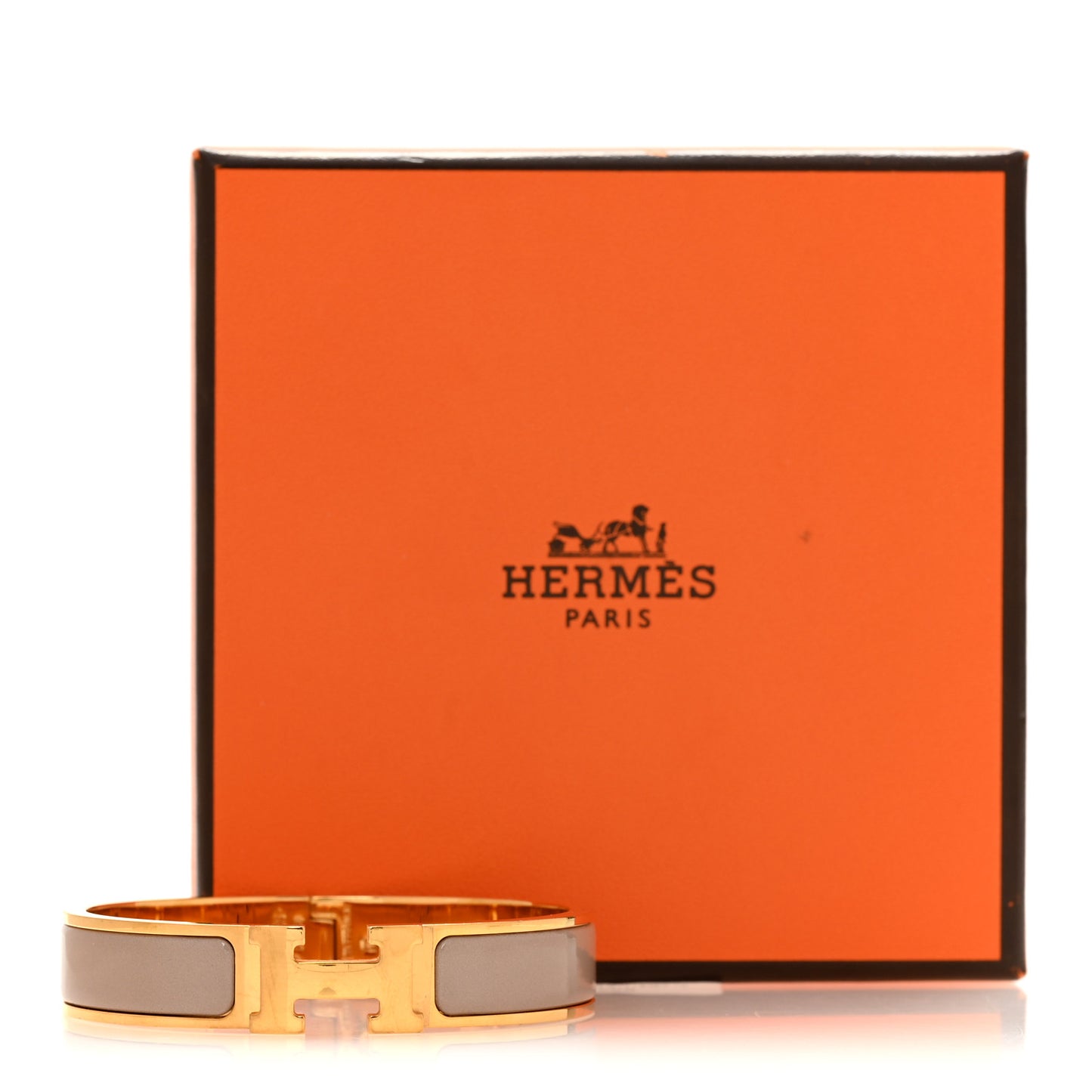 Enamel Narrow Clic Clac H Bracelet PM Marron Glace