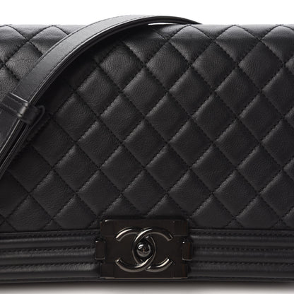 Chanel Calfskin Quilted Boy Clutch With Removable Chain So Black 10 of 11