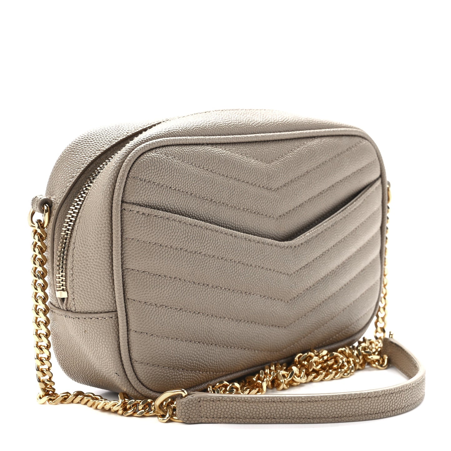 Grain De Poudre Matelasse Monogram Mini Lou Camera Bag Dark Beige
