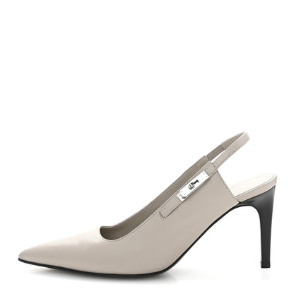 Hermes Nappa Lover 80 Slingback Pumps 36 Beige Galet 1 of 10