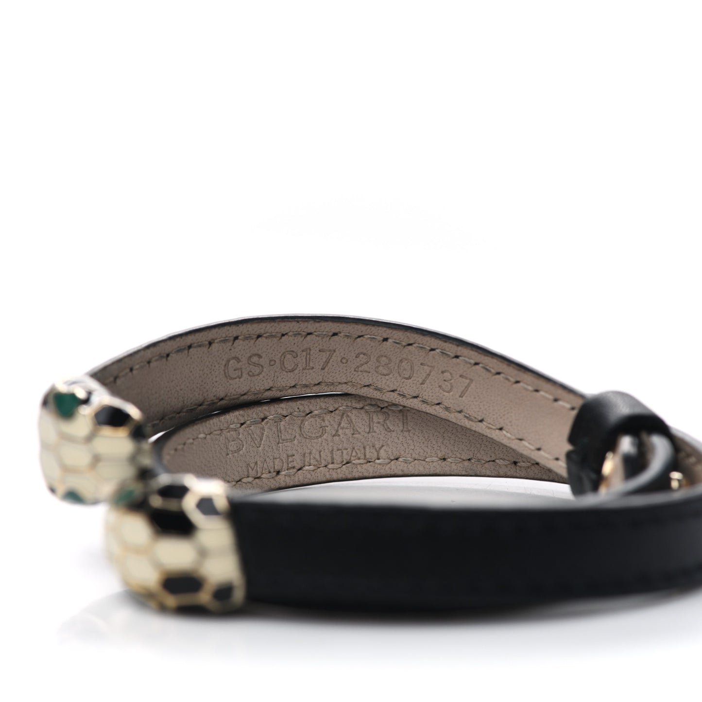 Calfskin Serpenti Forever Double Coil Bracelet S Black