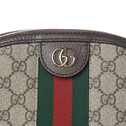 Gucci GG Supreme Monogram Textured Dollar Calfskin Web Small Ophidia Dome Shoulder Bag Beige Ebony New Acero 11 of 12