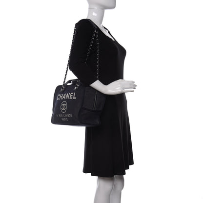 Chanel Denim Deauville Bowling Bag Dark Blue 2 of 10