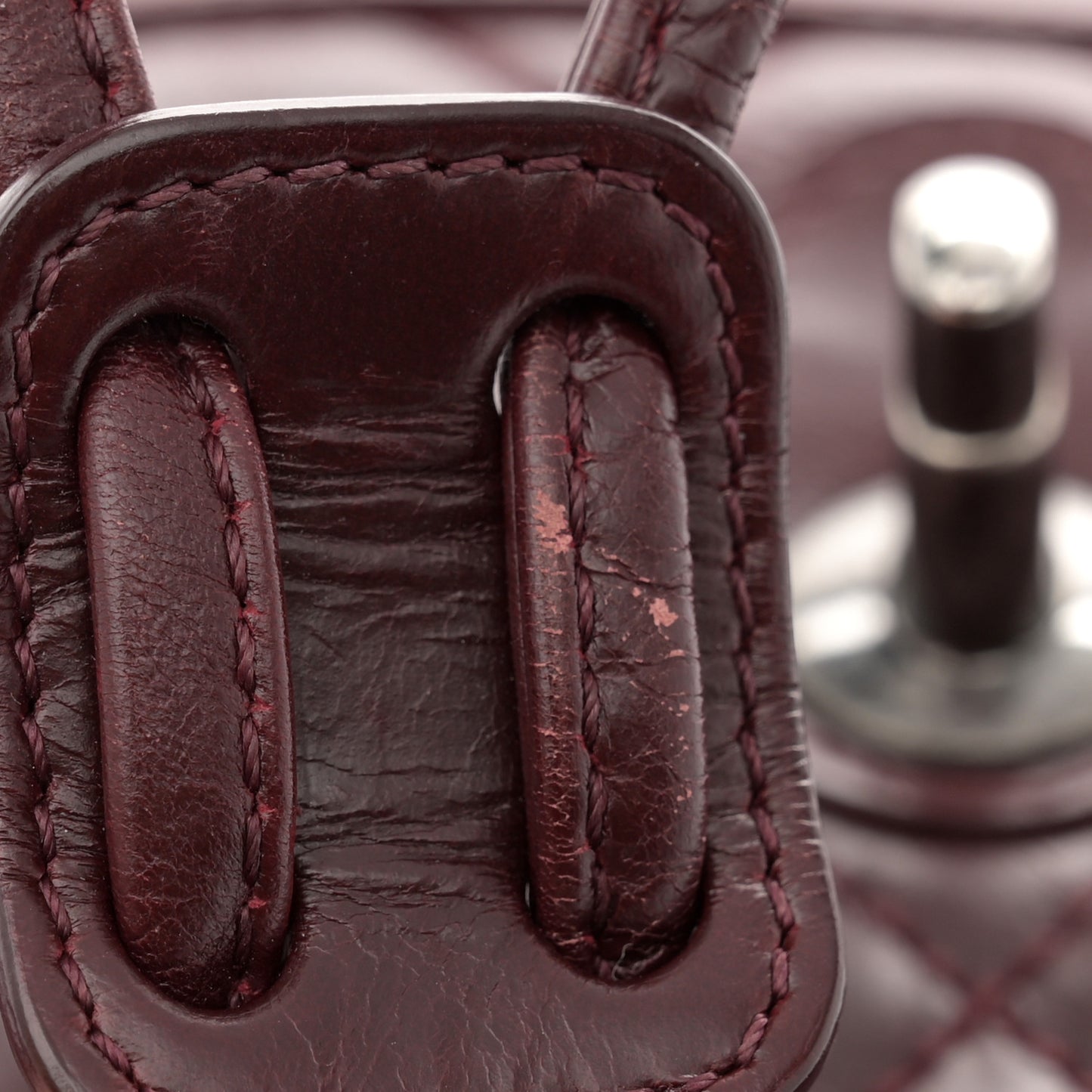 Glazed Calfskin Quilted Large Salzburg Backpack Burgundy