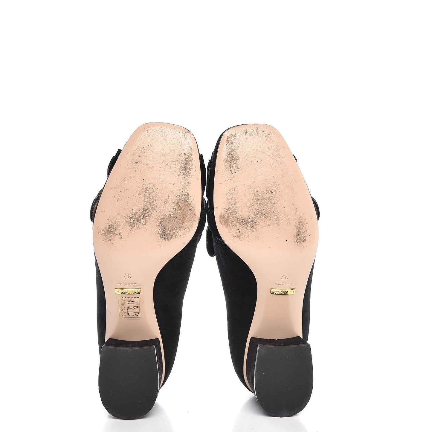 Kid Scamosciato GG Marmont Fringe 50mm Loafer Pumps 37 Black