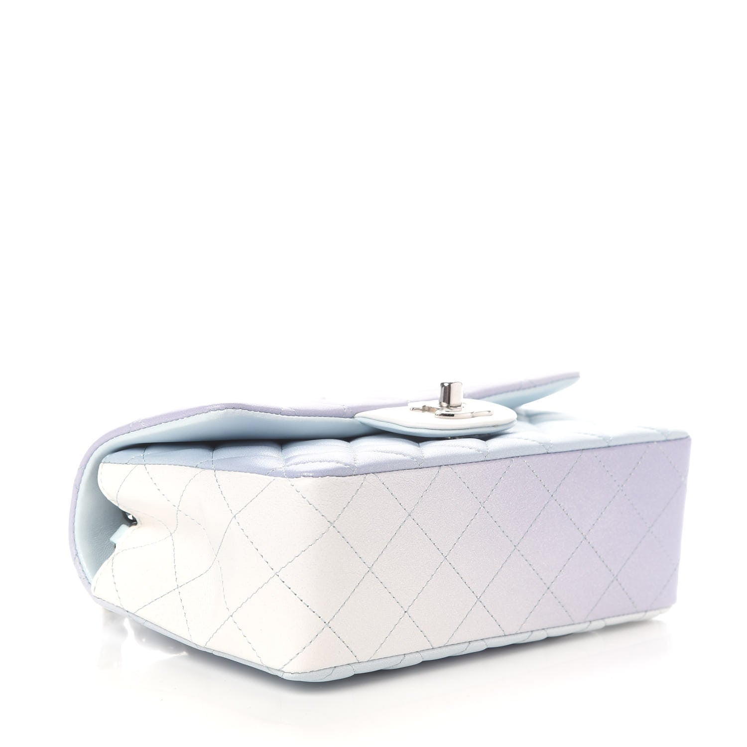 Chanel Perforated Lambskin Quilted Mini Rectangular Flap Light Blue Light Purple White 4 of 9