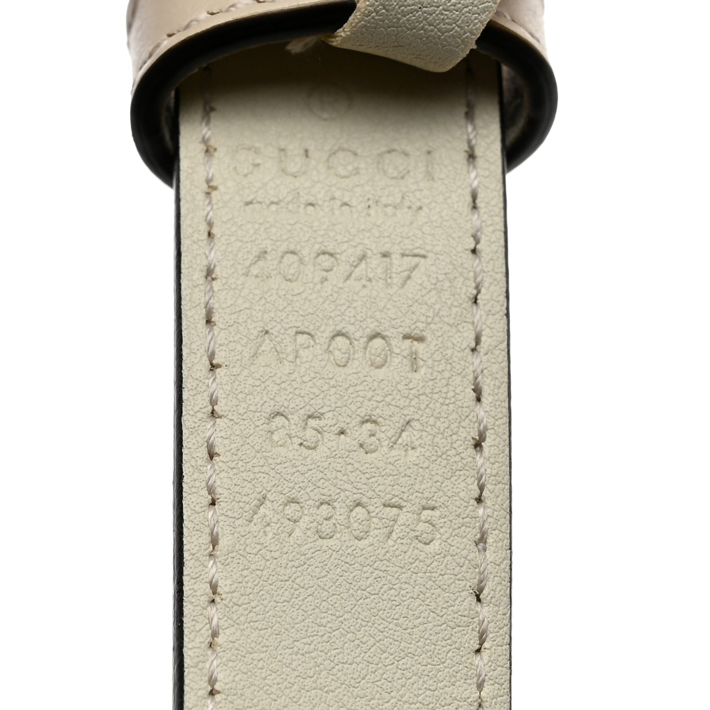 Calfskin Double G 20mm Belt  85 34 Mystic White