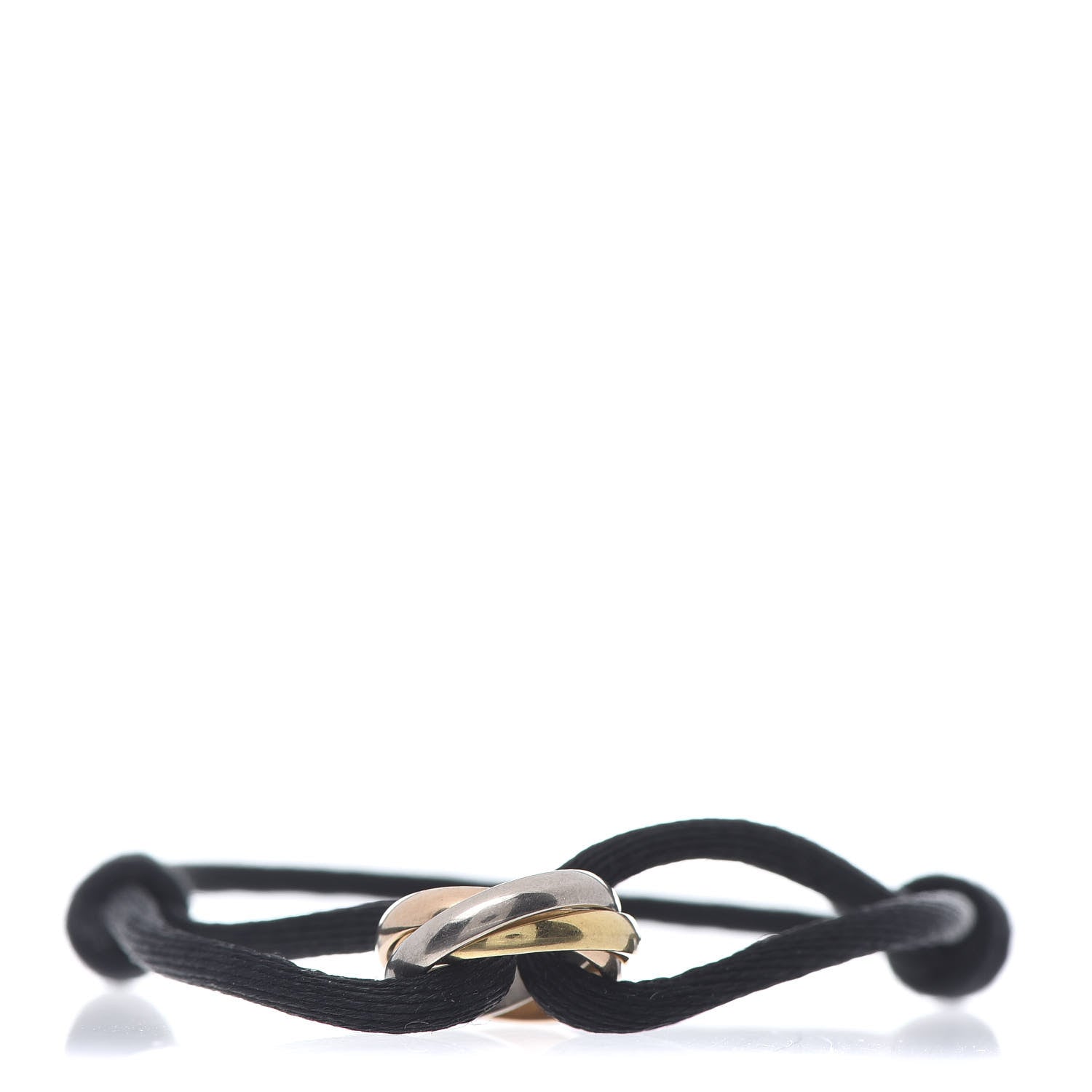 Cartier 18K Pink Yellow White Gold Trinity Adjustable Cord Bracelet Black 1 of 7