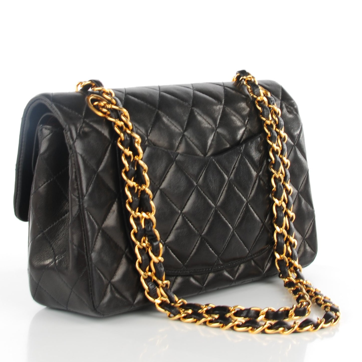 Lambskin Quilted Small Double Flap Black