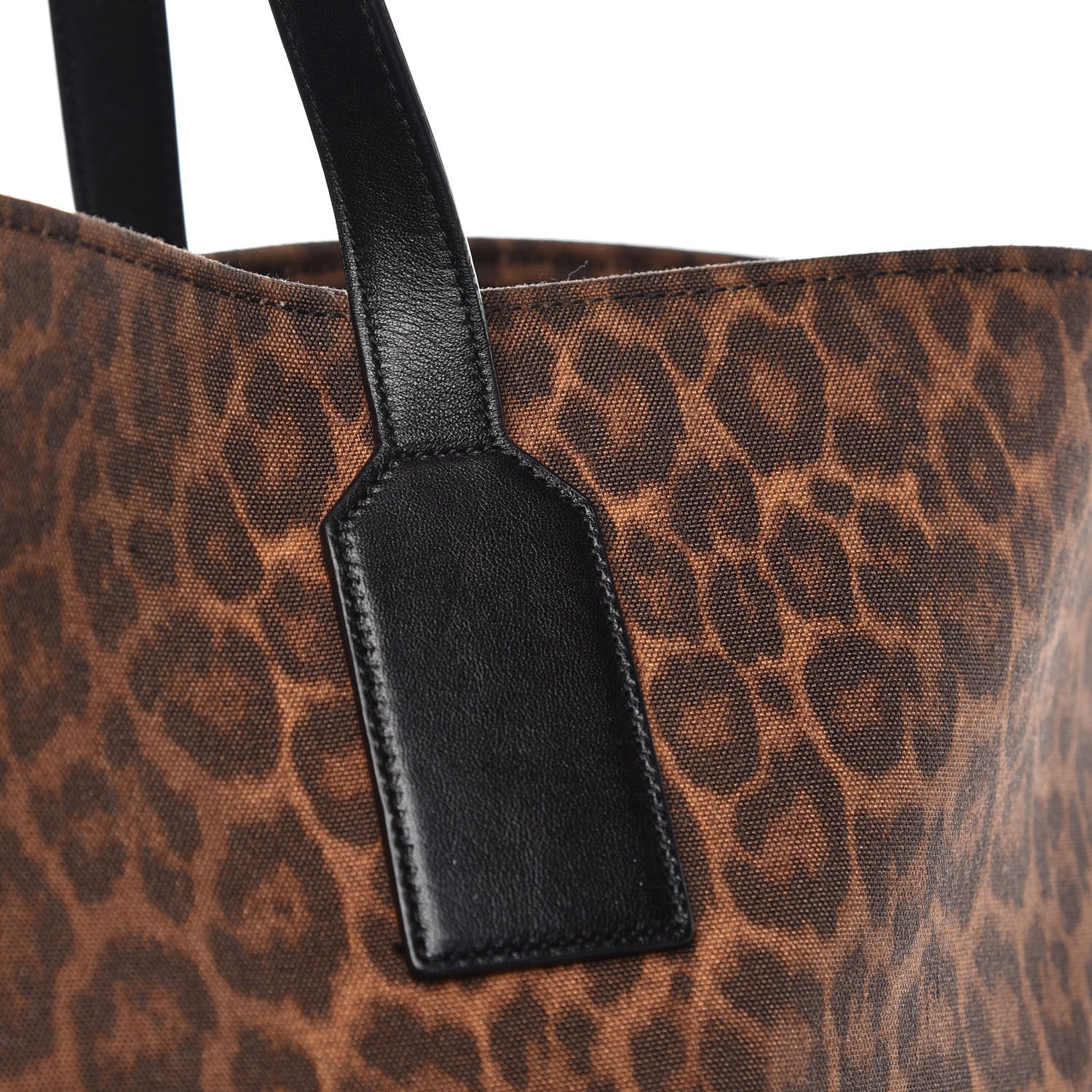 Saint Laurent Canvas Leopard Beach Shopping East West Tote Black 8 of 9