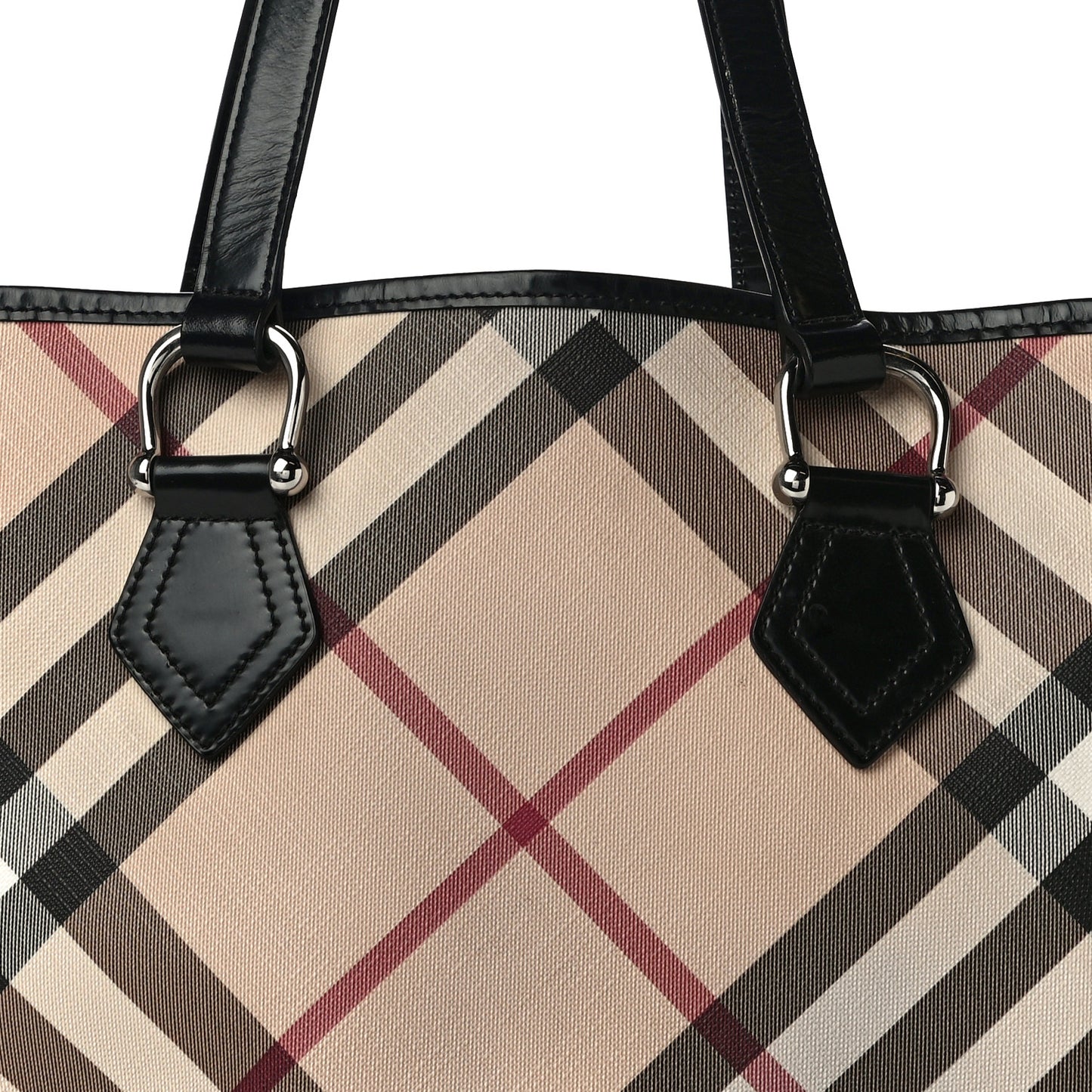 Nova Check Patent Trim Shopper Tote Black