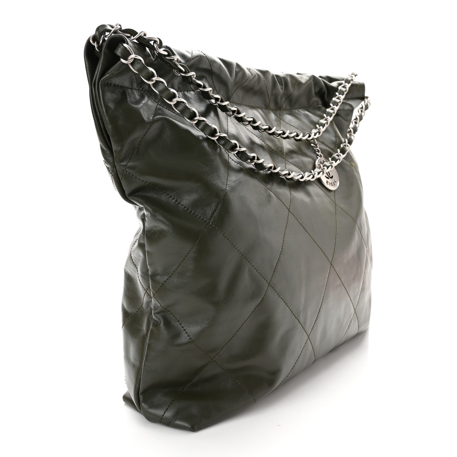 Chanel Shiny Calfskin Quilted Chanel 22 Khaki 4 of 11