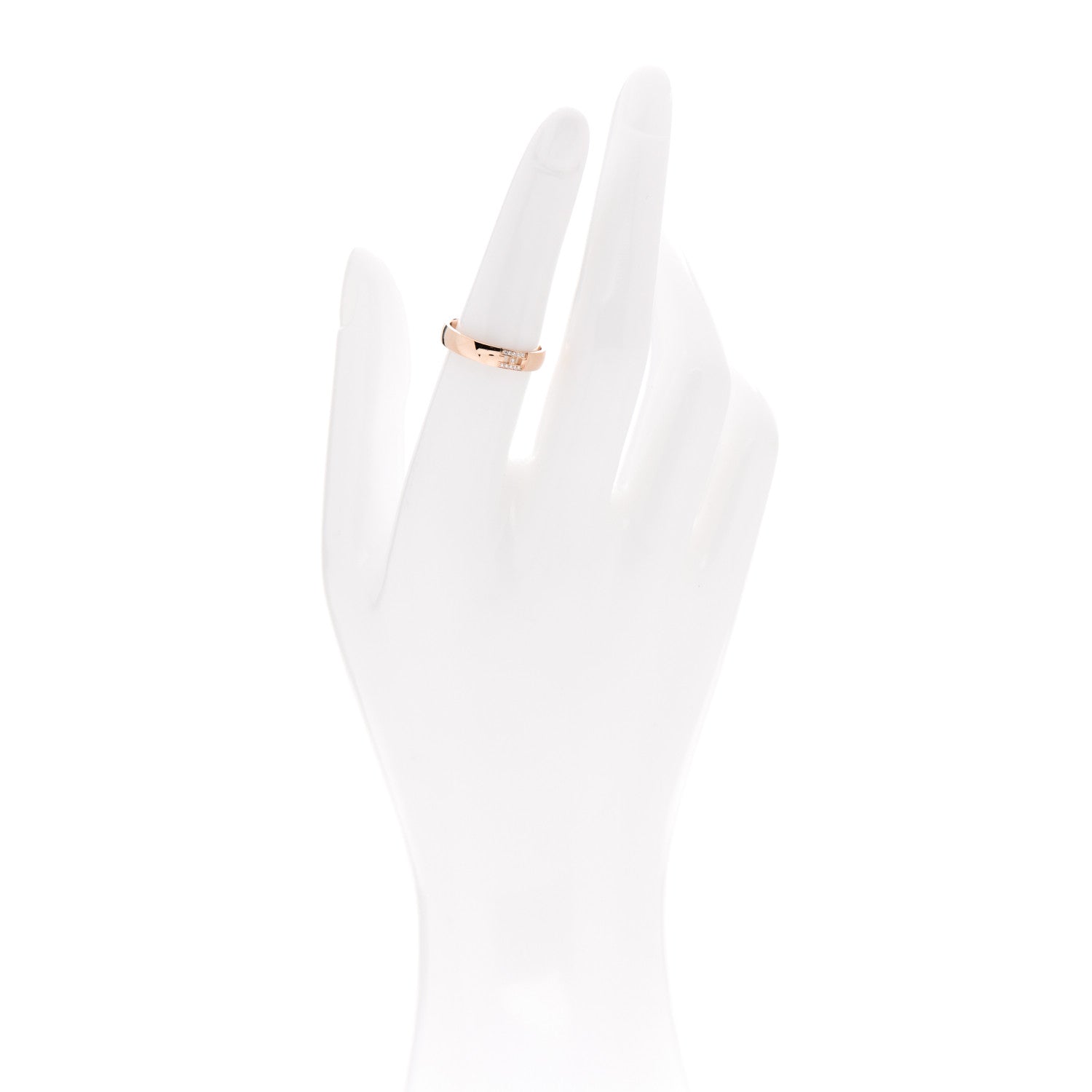Hermes 18K Rose Gold Diamond Ever Herakles Wedding Band Ring 52 6 2 of 6