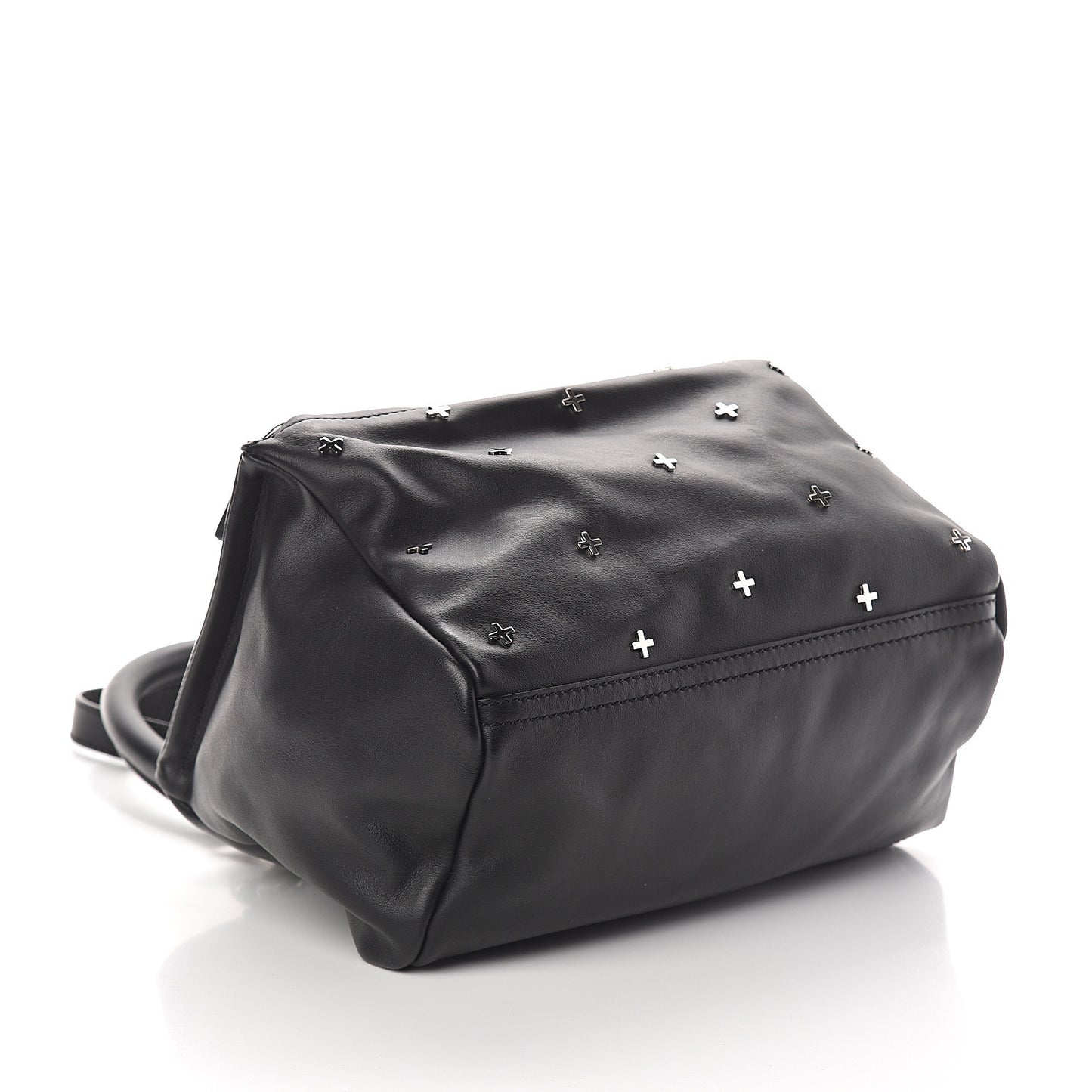 Calfskin Cross Embellished Small Pandora Black