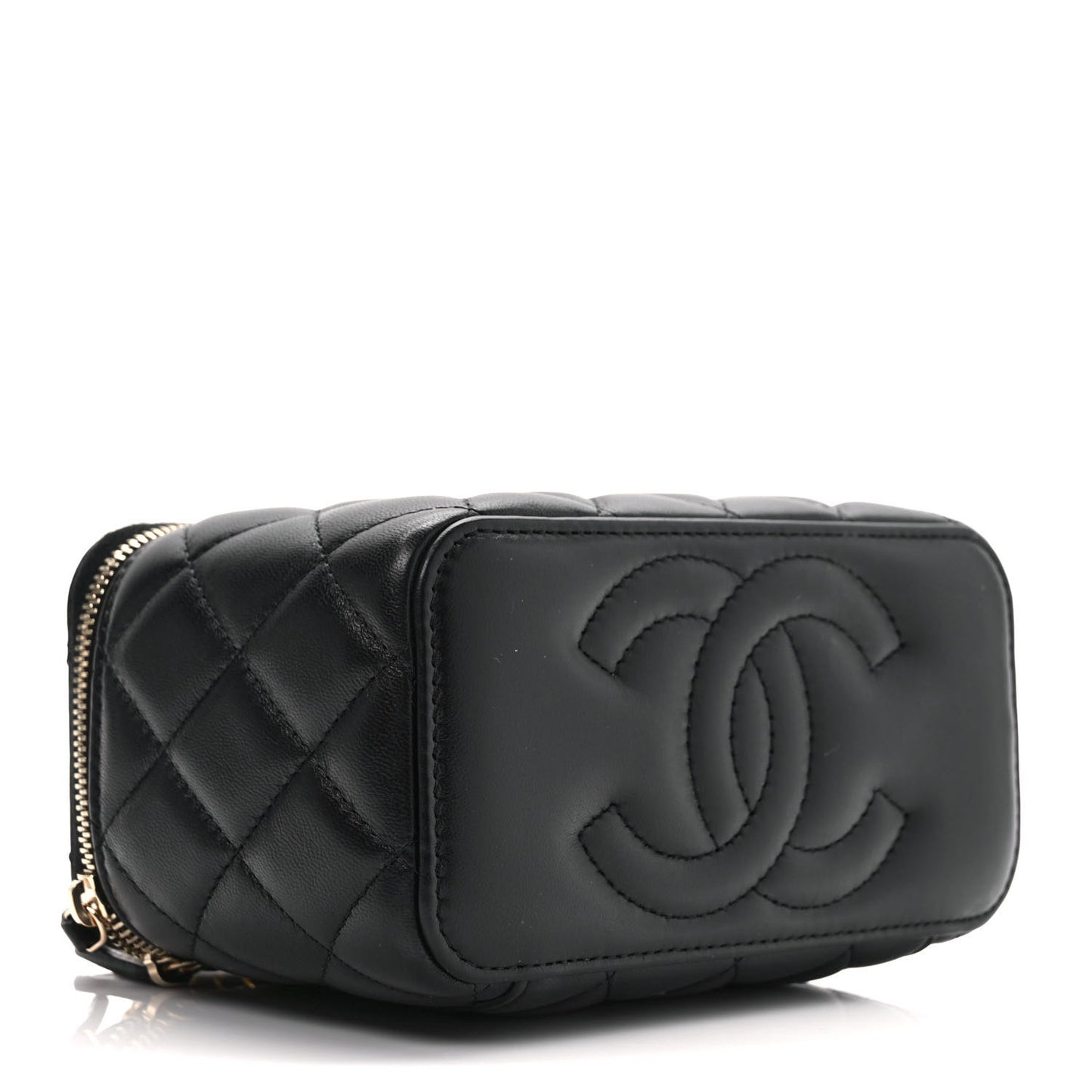 Lambskin Quilted Pick Me Up Vanity Case Black